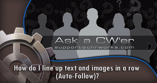 How do I line up text and images in a row